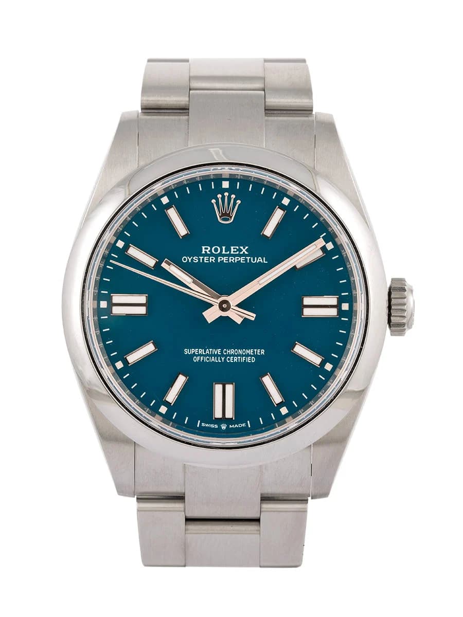 ROLEX OYSTER PERPETUAL MED BLUE DIAL 41MM IN ACCIAIO REF. 134300
