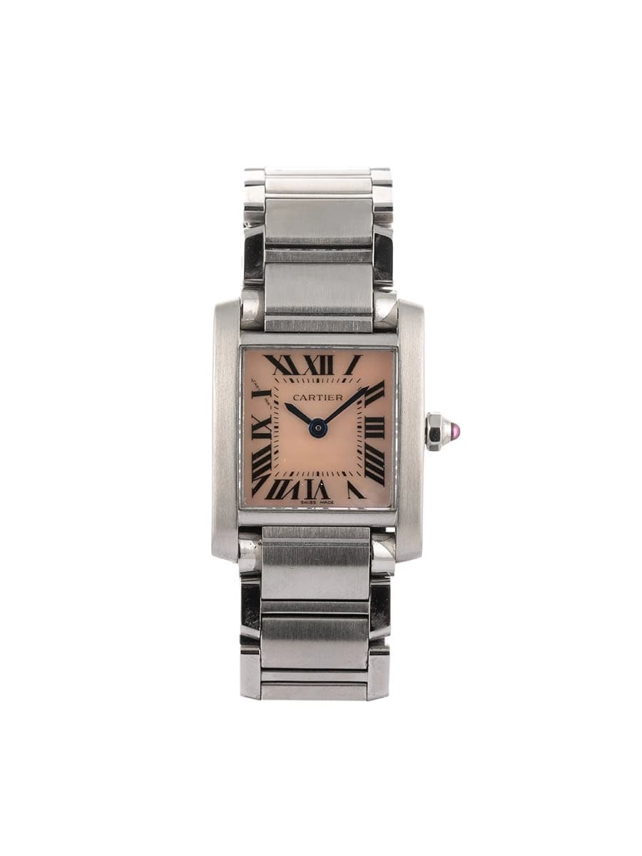 CARTIER TANK FRANCAISE IN ACCIAIO MOP MOTHER OF PEARL PINK REF. W51028Q3