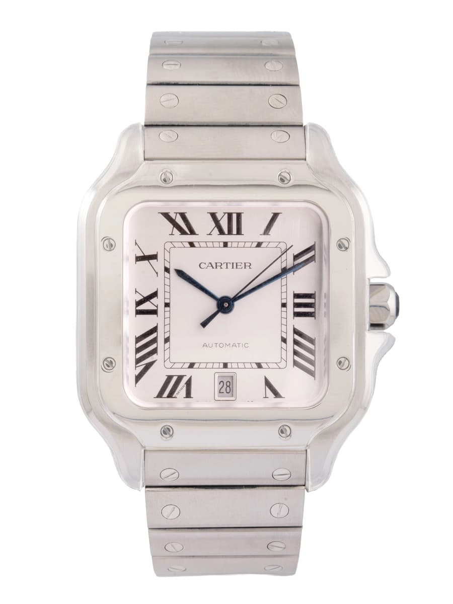 CARTIER SANTOS DE CARTIER MODELLO GRANDE ARGENTATO IN ACCIAIO REF. WSSA0018