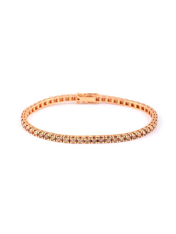 Bracciale Tennis In Oro Rosa Kt Con Diamanti Brown