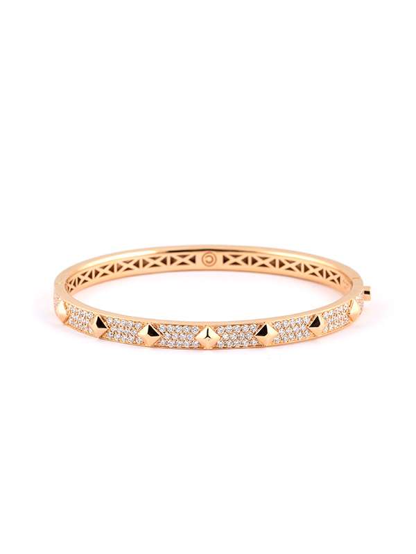 BRACCIALE RIGIDO IN ORO ROSA 18KT CON BORCHIE E DIAMANTI