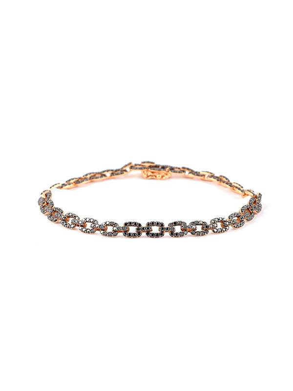 BRACCIALE GROUMETTE IN ORO ROSA 18KT CON DIAMANTI NERI