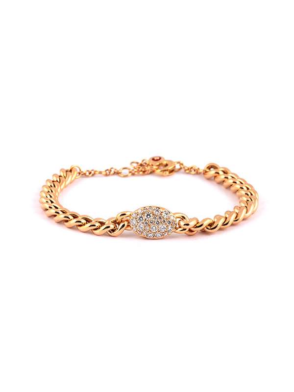 BRACCIALE GROUMETTE IN ORO ROSA 18KT OVALE DI DIAMANTI