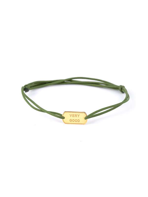 BRACCIALE CON CORDINO E PIASTRA MILITARE IN LASTRA IN ORO GIALLO 18KT SCRITTA VERY GOOD