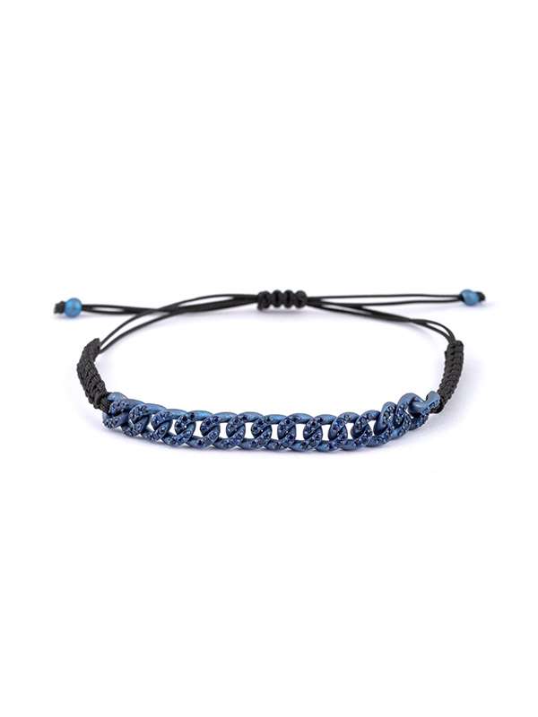 BRACCIALE CORDINO CON GROUMETTE IN TITANIO E ZAFFIRI BLU OCEAN MODELLO S PICCOLO