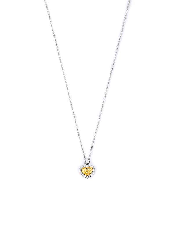 GIROCOLLO IN ORO BIANCO 18KT CON DIAMANTE FANCY YELLOW TAGLIO CUORE E DIAMANTI