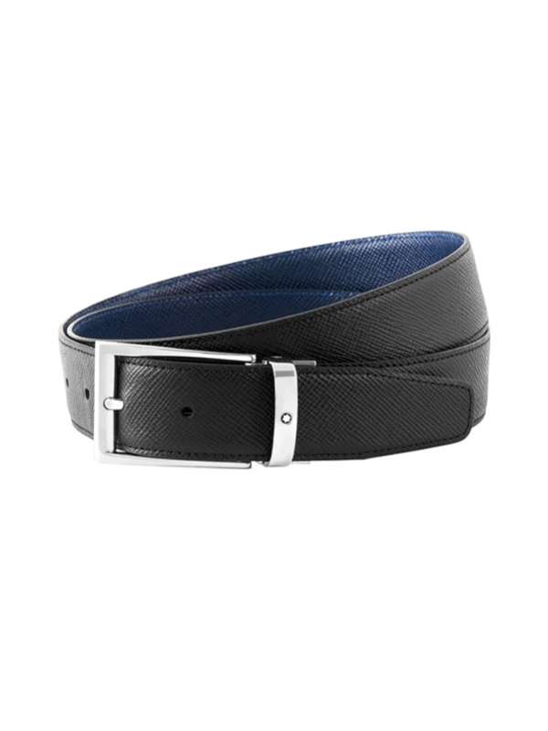 CINTURA MONTBLANC IN PELLE REVERSIBILE NERO/BLU 35MM ID. 118438