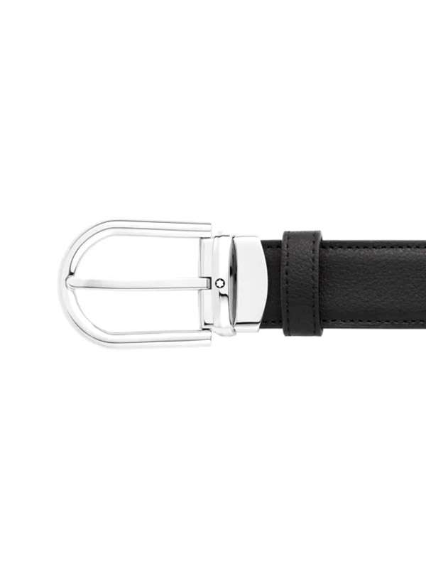 CINTURA MONTBLANC REVERSIBILE IN PELLE NERA/MARRONE 30MM CON FIBBIA A FERRO DI CAVALLO ID. 128757