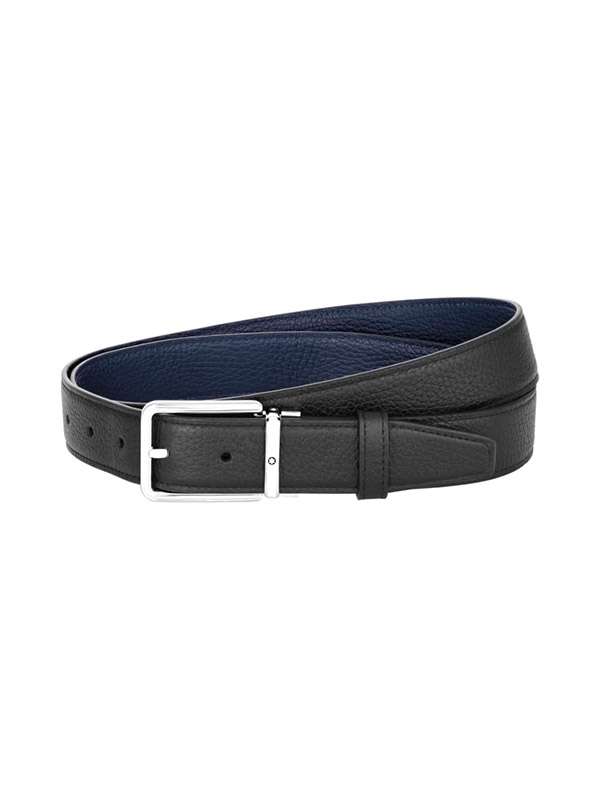 CINTURA MONTBLANC REVERSIBILE IN PELLE NERA/BLU 32 MM ID. 128766