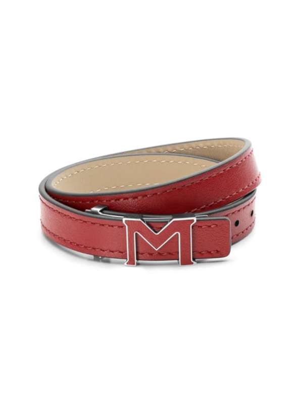 BRACCIALE LOGO MONTBLANC M IN PELLE ROSSA E ACCIAIO ID. 129501