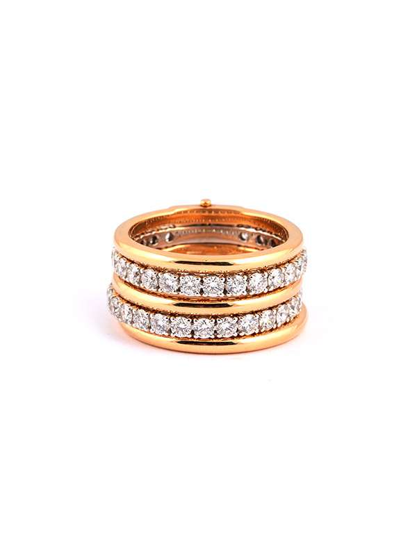 ANELLO MULTIFASCIA IN ORO ROSA 18KT E ORO BIANCO 18KT CON DIAMANTI