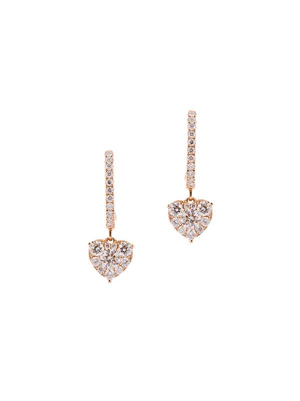 ORECCHINI IN ORO ROSA 18KT CUORE DI DIAMANTI