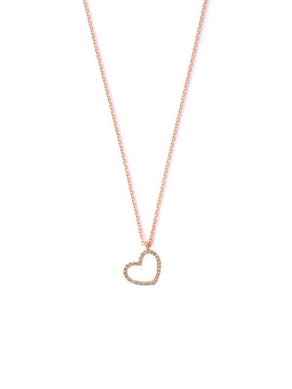 GIROCOLLO IN ORO ROSA 18KT CUORE VUOTO CON DIAMANTI