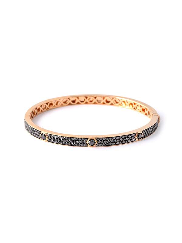 BRACCIALE RIGIDO IN ORO ROSA 18KT CON PAVE' DI DIAMANTI NERI