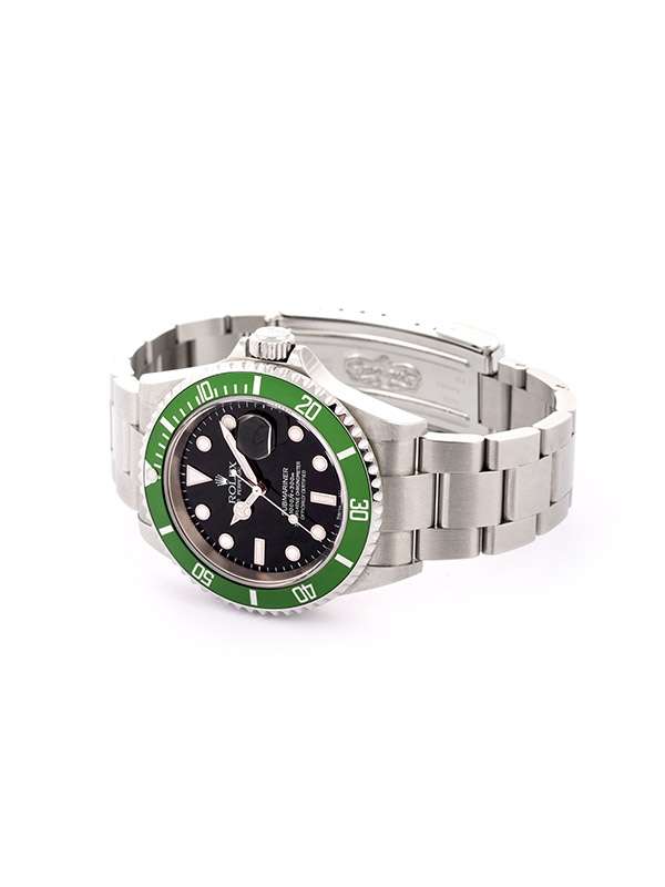 ROLEX SUBMARINER DATE GHIERA VERDE KERMIT F SERIAL FAT 4 MARK I 40MM IN ACCIAIO REF. 16610LV