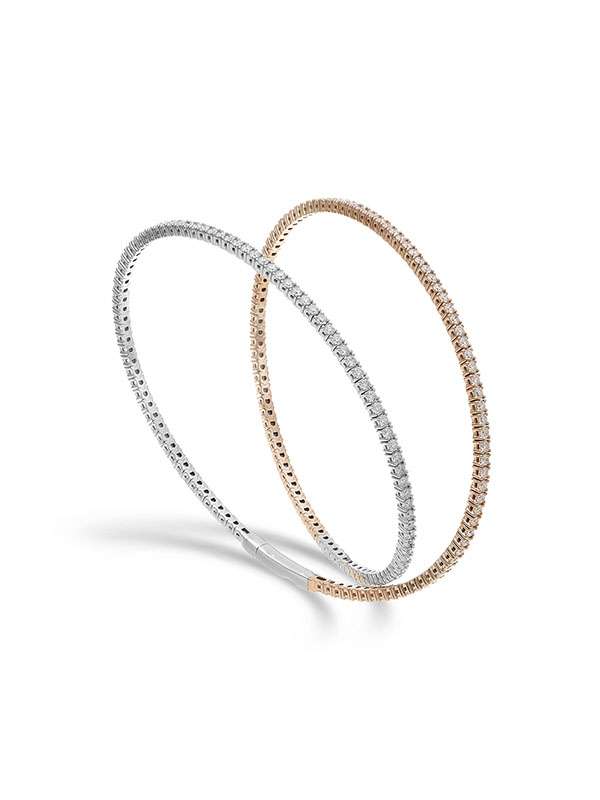 BRACCIALE TENNIS DUE GIRI IN ORO BIANCO E ORO ROSA 18KT CON DIAMANTI