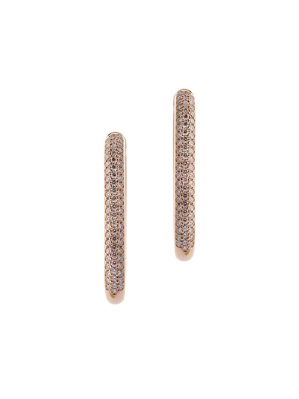 ORECCHINI CERCHIO OVALI IN ORO ROSA 18KT CON PAVE' DI DIAMANTI