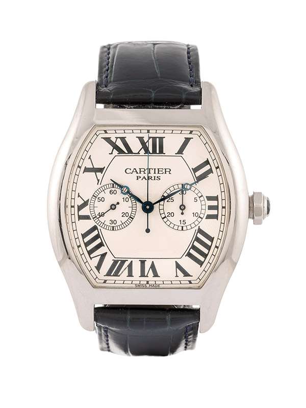 CARTIER TORTUE MONOPUSHER CHRONO IN ORO BIANCO 18KT REF. 2762