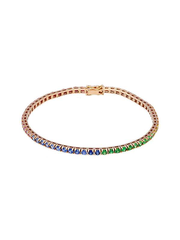 BRACCIALE TENNIS RAINBOW IN ORO ROSA 18KT CON ZAFFIRI MULTICOLORE