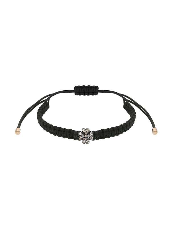 BRACCIALE CORDINO CON QUADRIFOGLIO IN ORO ROSA 18KT E DIAMANTI BROWN