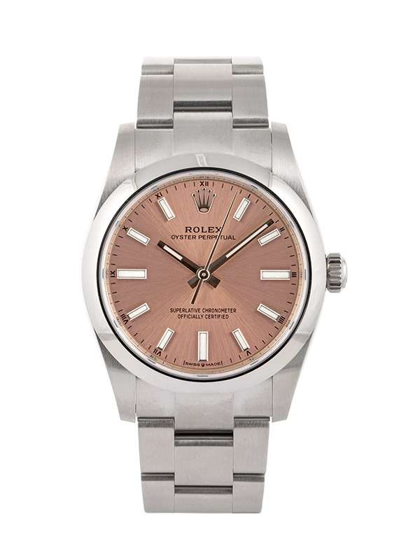 ROLEX OYSTER PERPETUAL PINK DIAL 34MM IN ACCIAIO REF. 124200