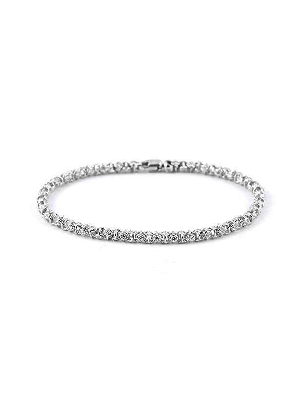 BRACCIALE MAGLIA MORBIDA LINEA LUMINE' IN ORO BIANCO 18KT CON DIAMANTI