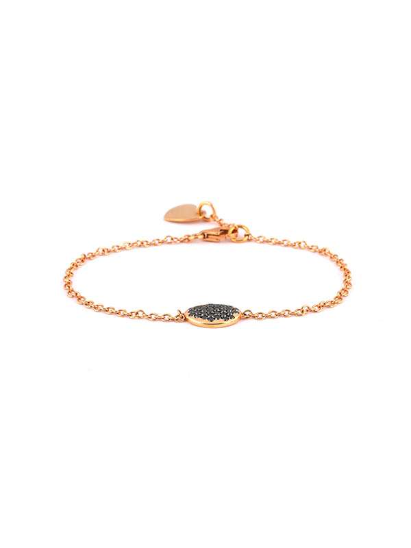 BRACCIALE IN ORO ROSA 18KT CON OVALE PICCOLO IN DIAMANTI NERI