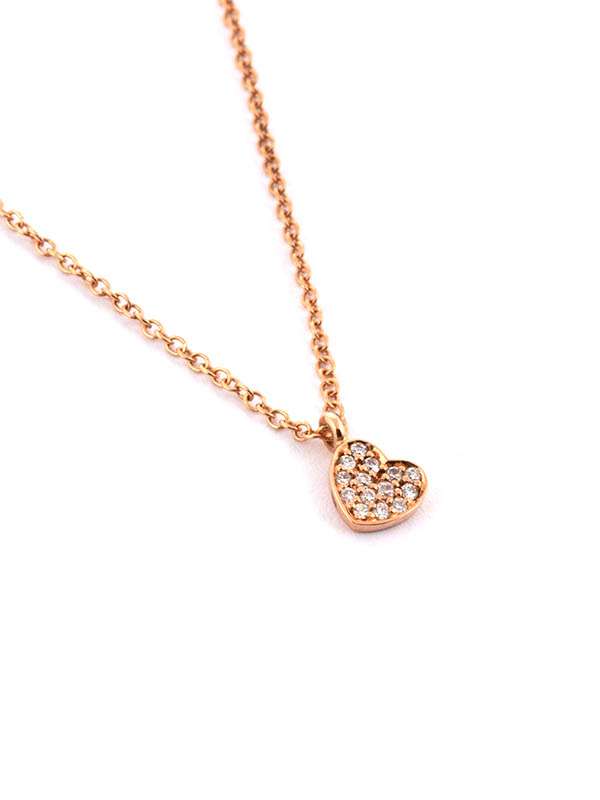 GIROCOLLO IN ORO ROSA 18KT CON CUORE E DIAMANTI