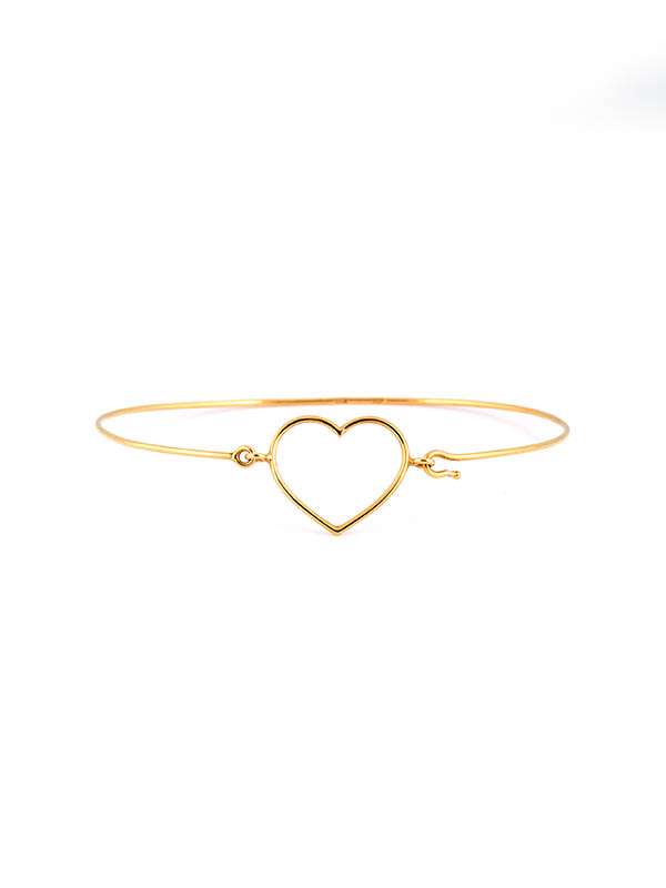 BRACCIALE RIGIDO CON CUORE MEDIO VUOTO IN ORO GIALLO 18KT