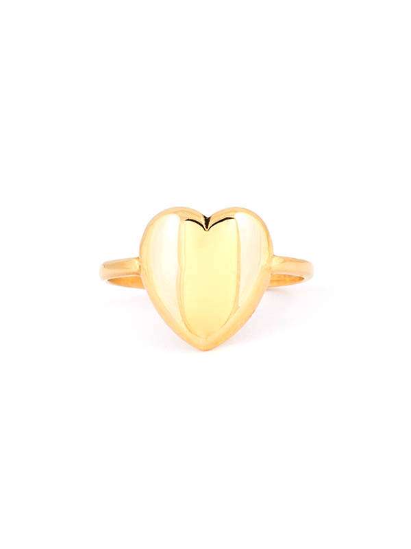 ANELLO CON CUORE PIENO GRANDE IN ORO GIALLO 18KT