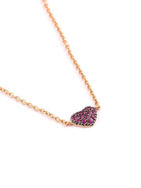 GIROCOLLO IN ORO ROSA 18KT CUORE CON RUBINI