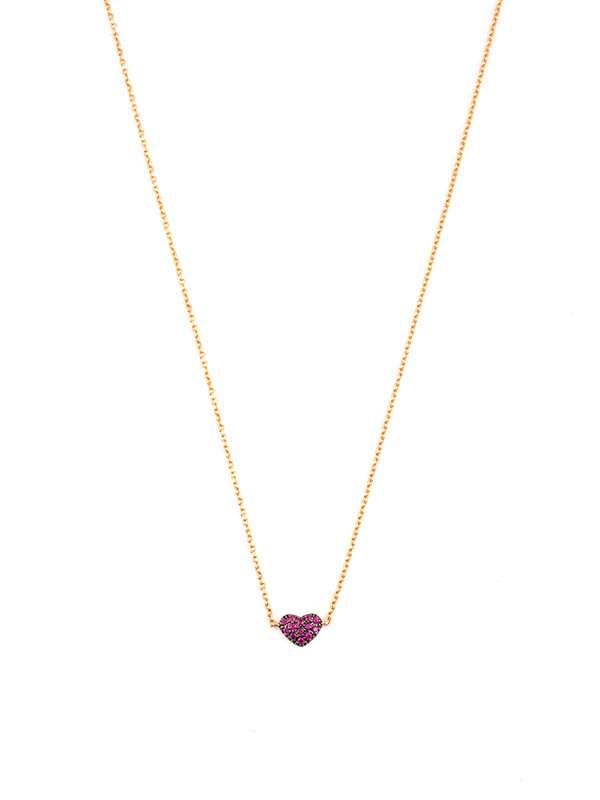 GIROCOLLO IN ORO ROSA 18KT CUORE CON RUBINI