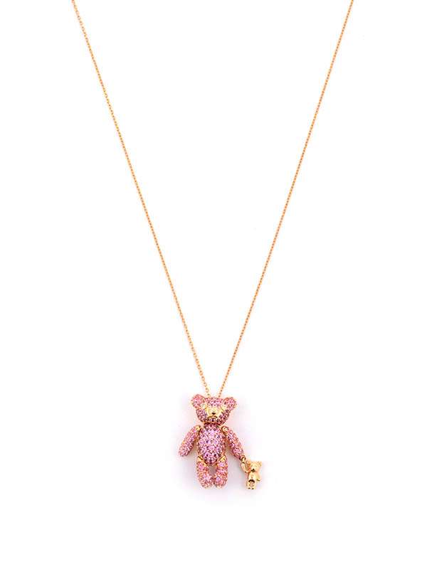 GIROCOLLO IN ORO ROSA 18KT CON ORSETTO E ZAFFIRI ROSA